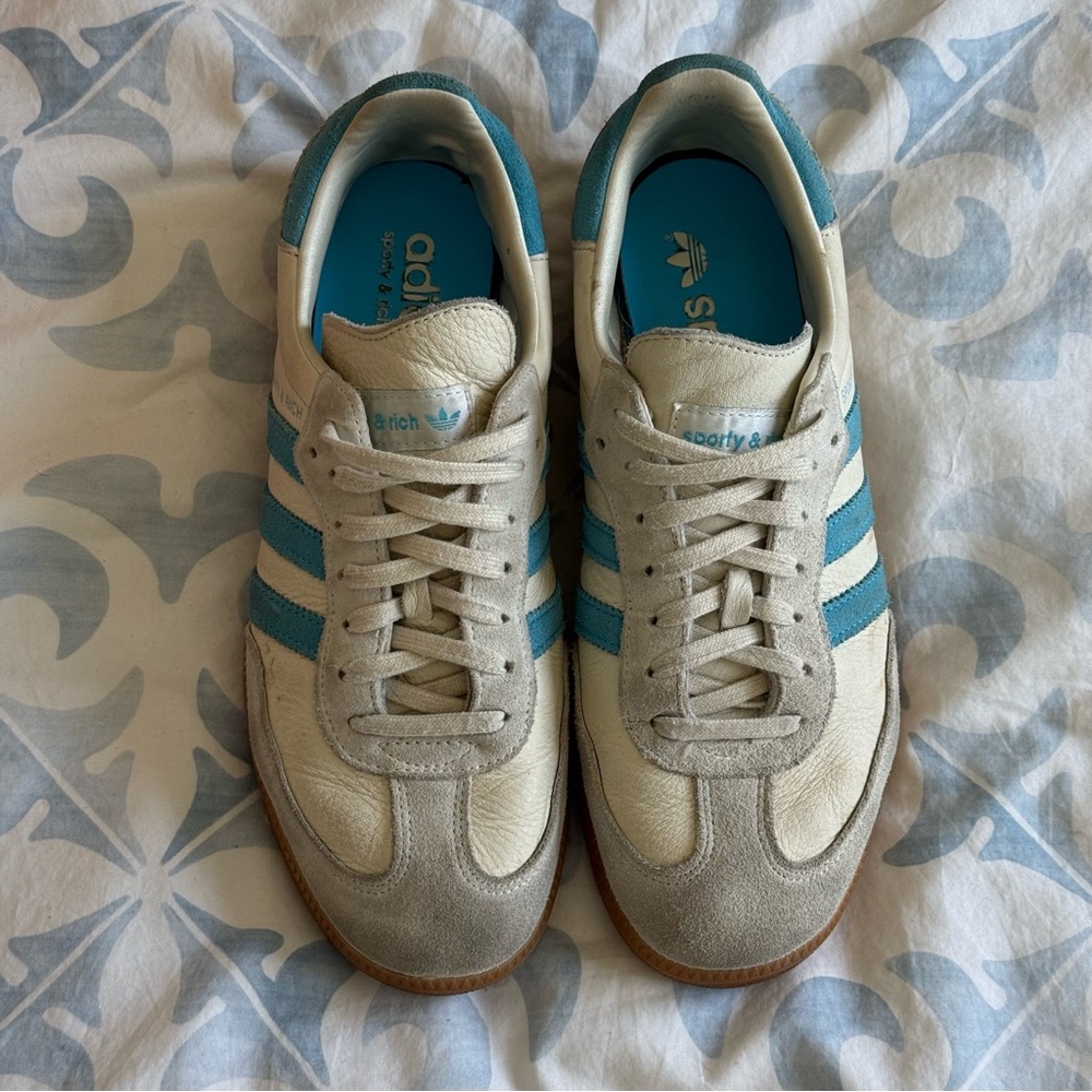 Sporty & Rich Adidas Sambas - women's 9.5  Samba - Cream/Baby Blue